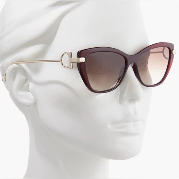 Salvatore Ferragamo Cat Eye Sunglasses SF922S Red / Gold – NWT - Picture 5 of 8
